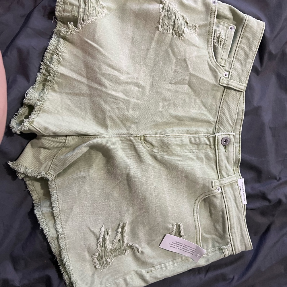 NWT - (14 or 32 so) INC Women's Green Distressed Denim Shorts cute!!!!